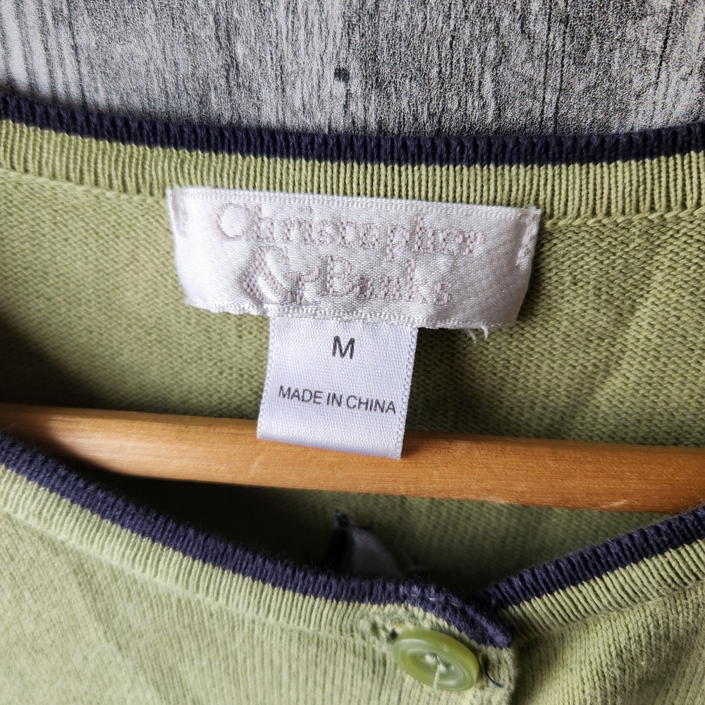 Christopher & Banks Green Embroidered Nautical Sailboat Cardigan Medium - Picture 3 of 6
